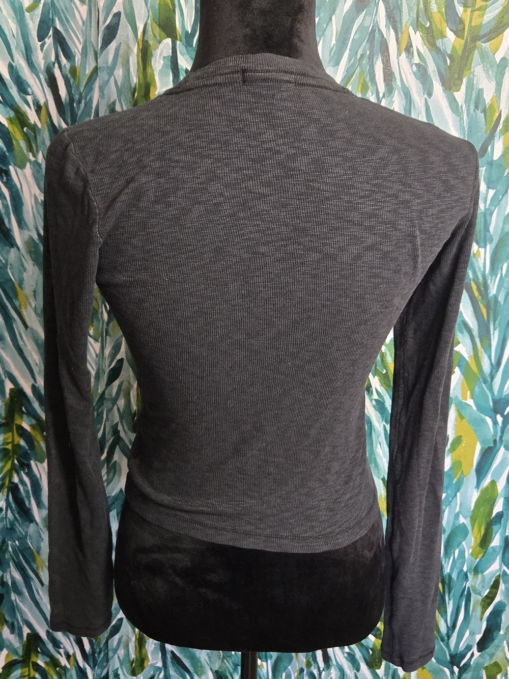 rag & bone Women's Charcoal Ribbed Long-Sleeve Tee - Picture 3 of 7